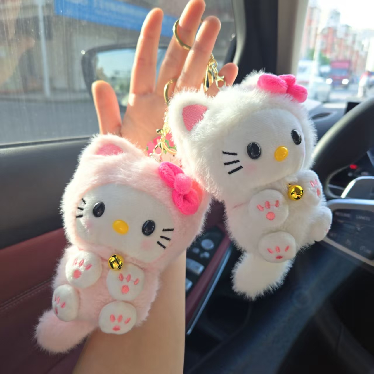 Car Accessories Cute - 카와이 헬로키티 벨 고양이 펜던트, 고양이