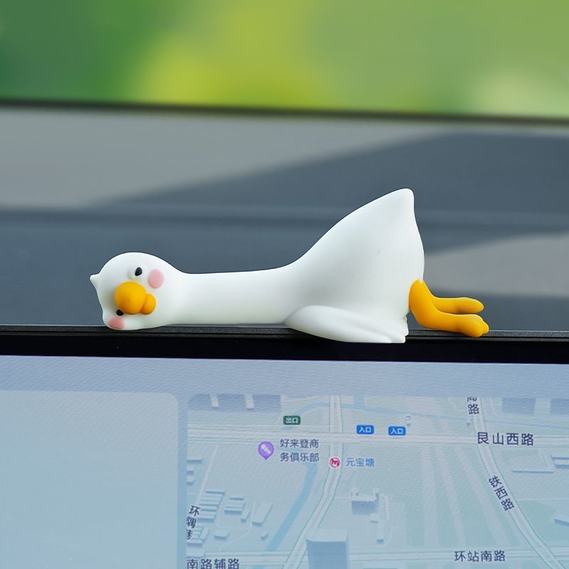 귀여운 만화 흰색 오리 자동차 디스플레이 화면 장식품  - Car Accessories For Interior 리뷰 및 가격